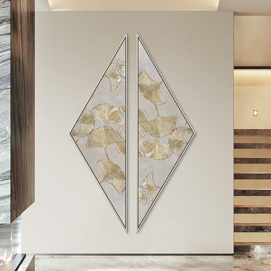 Ginkgo Biloba Leaf Painting 2 pieces Frame Art