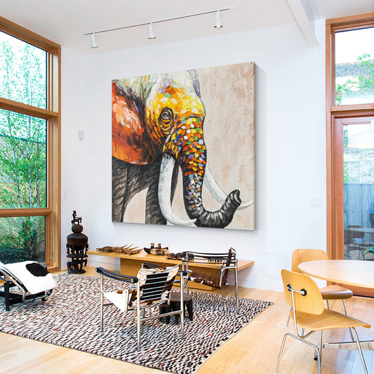 Luxury Elephant Wildlife Oil Painting Framed