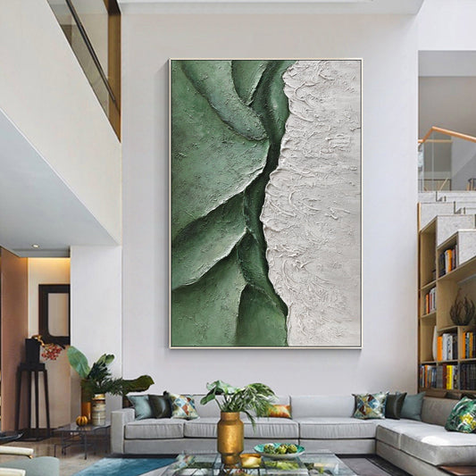 Sage Green Mountain Texture Oil Painting