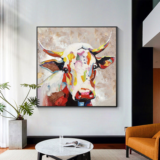 Colorful Cow Oil Painting