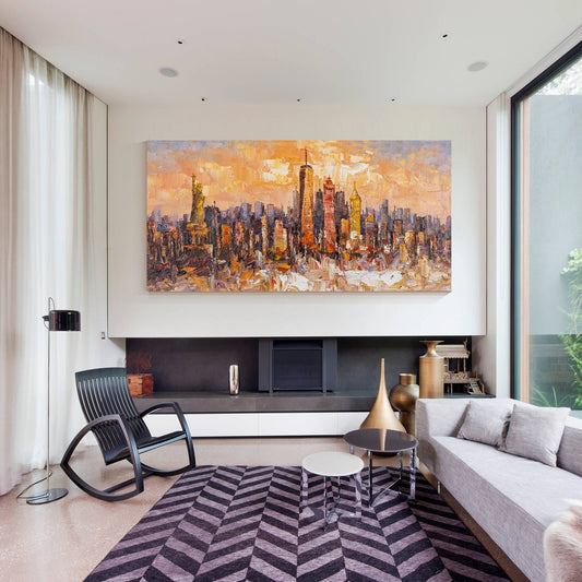 Original New York City Art - Textured Skyline Painting