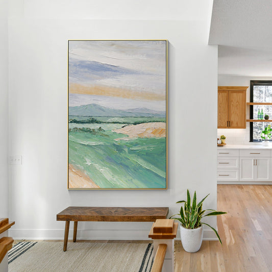 Spring Mountain Green Landscape Oil Painting