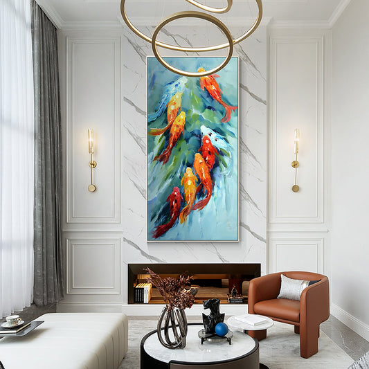 Colorful Koi Fish Feng Shui Painting