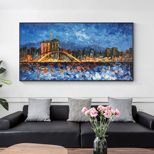South Korea Seoul cityscape oil painting