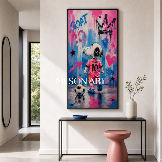 Crowned Champion Pop Art Painting With Pink Jersey And Graffiti Style For Kids Room