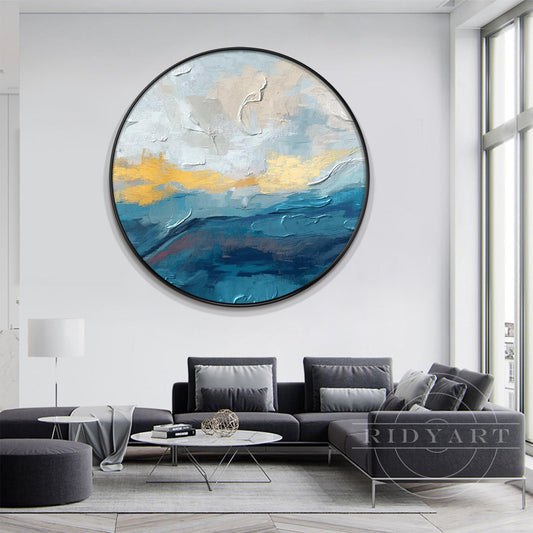 Round Gold Blue wall art