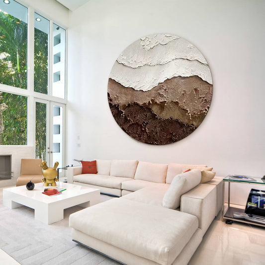 Earth Tone Brown 3D Textured Ocean Waves Wall Art Framed