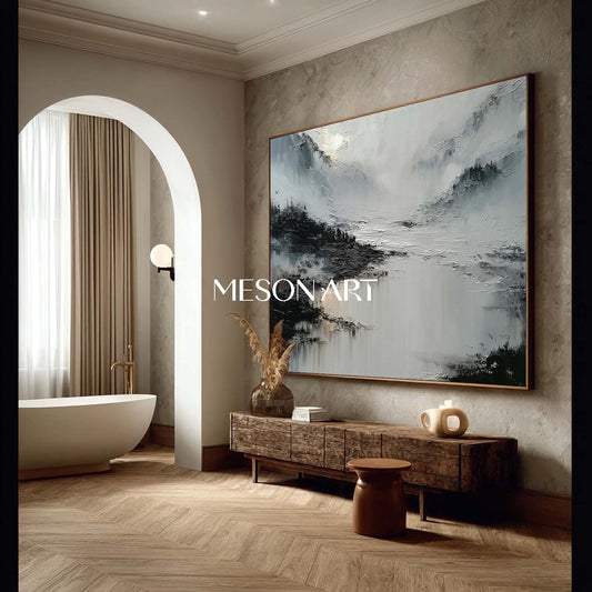 Shop Big Abstract Black Plaster Wall Art Minimalist Canvas Hallway