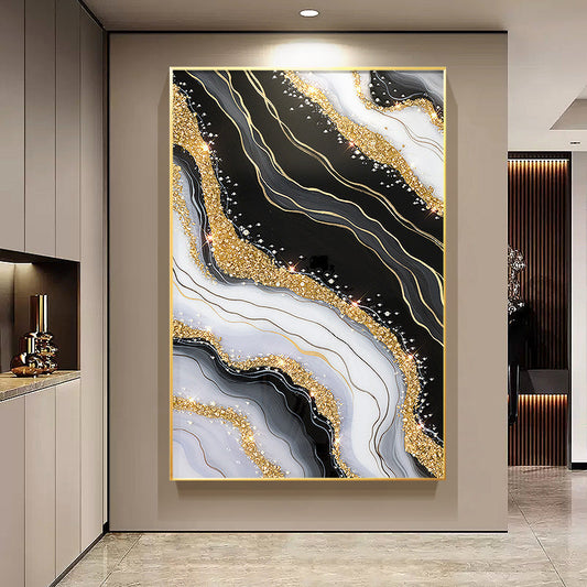 luxurious resin Geode Black And Gold Art