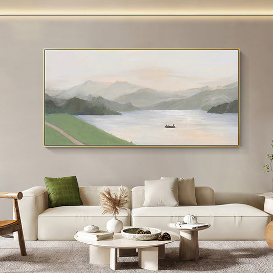 Mountain And Lake Landscape Oil Painting