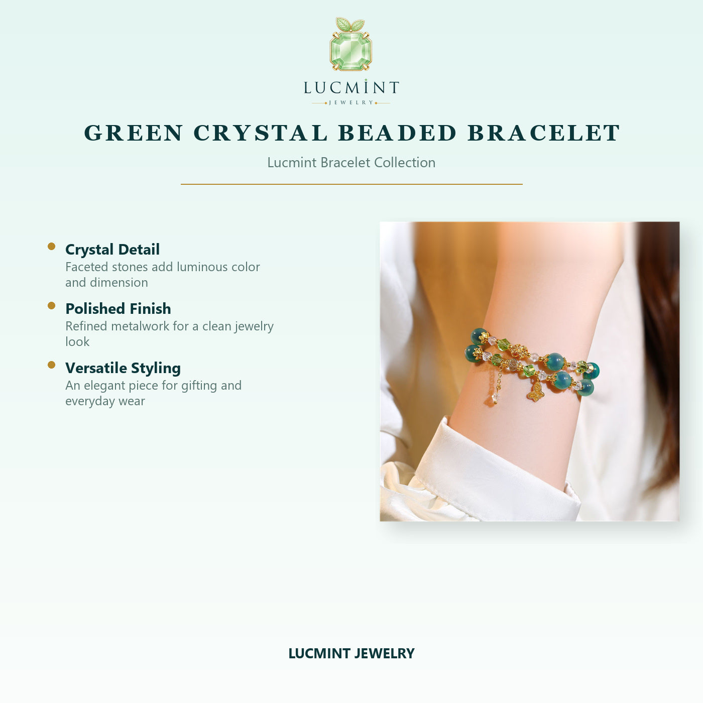 Green Crystal Beaded Bracelet