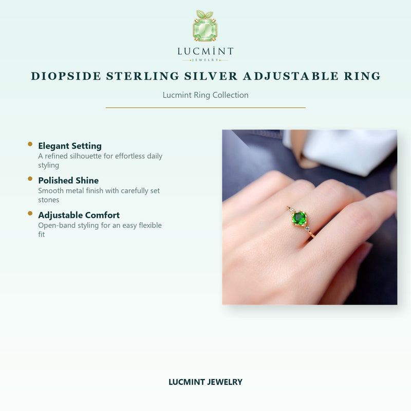 Diopside Sterling Silver Adjustable Ring