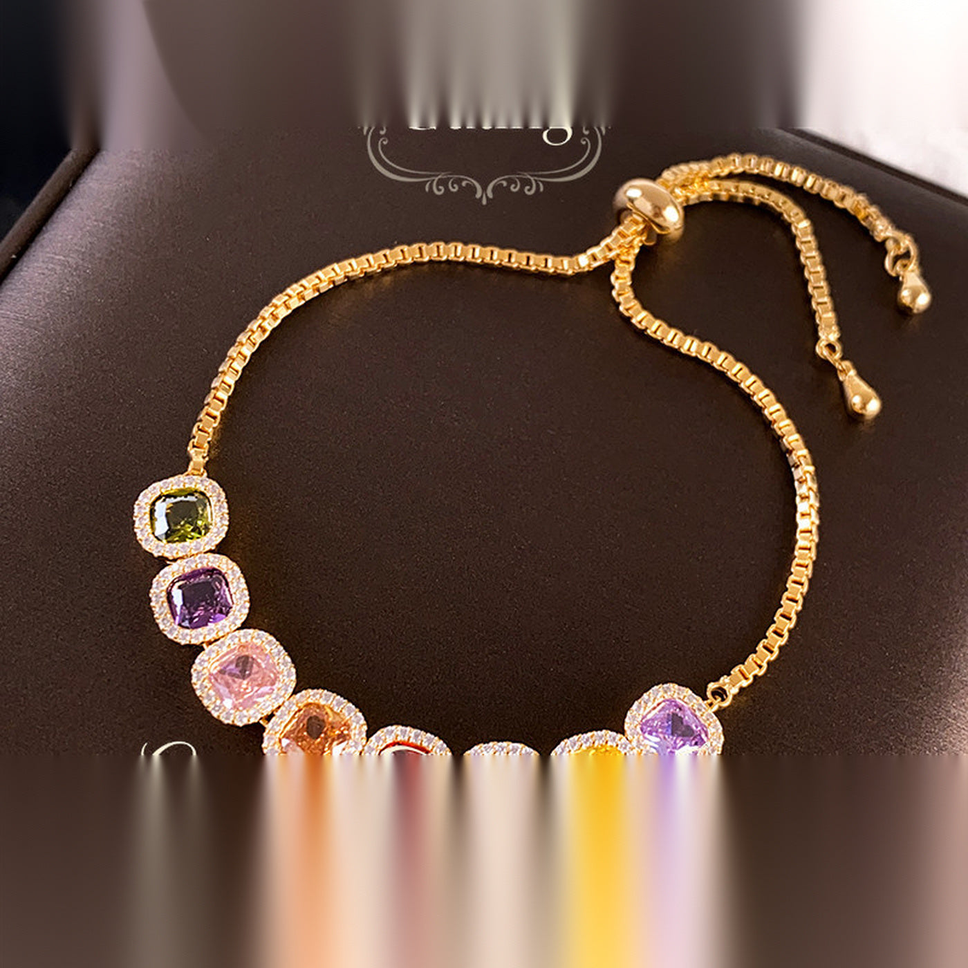 Gold Sugar Cube Zircon Bracelet