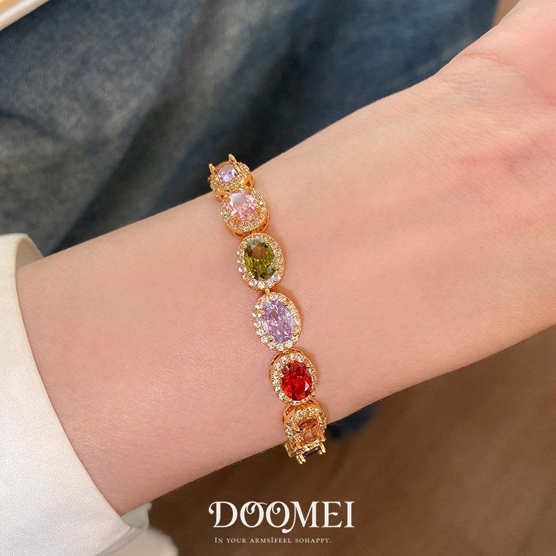 Color Zircon Buckle Bracelet