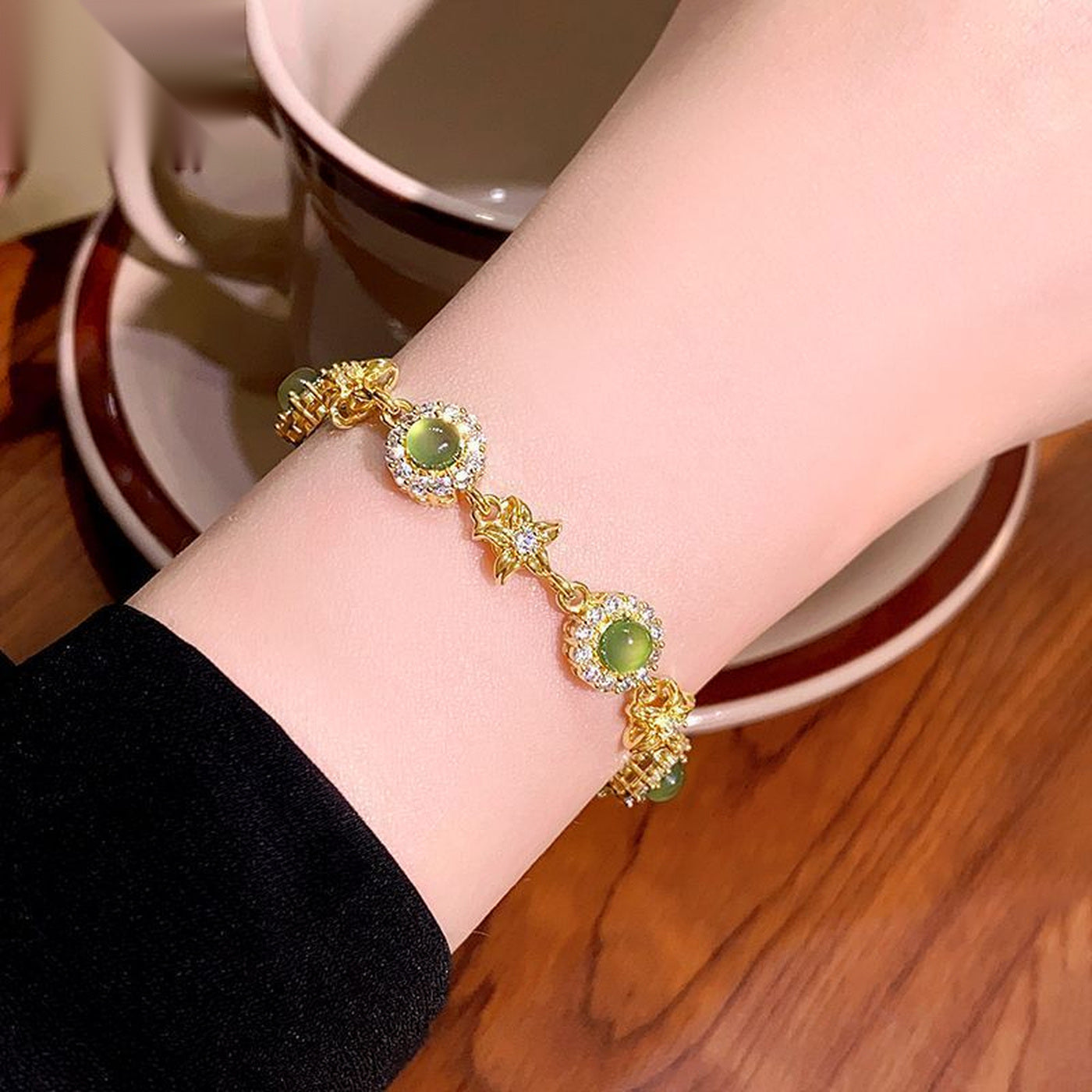 Green Zircon Flower Bracelet