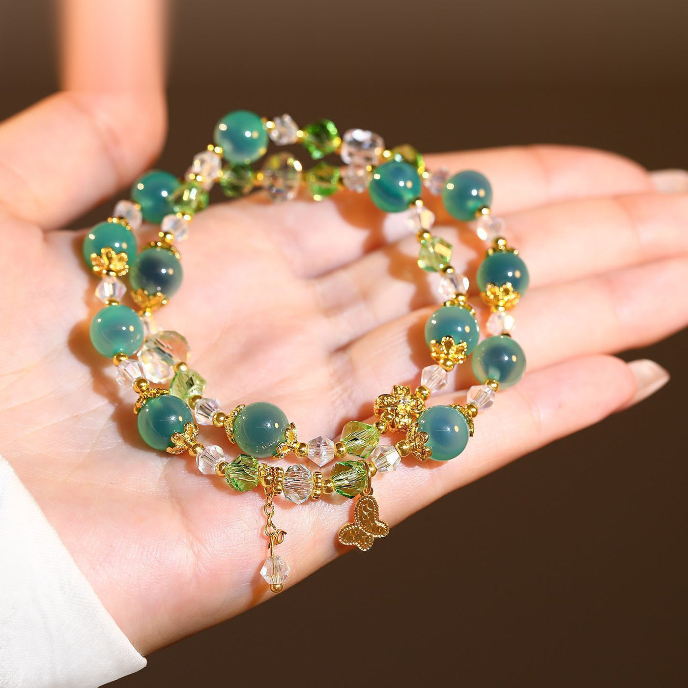 Green Crystal Beaded Bracelet
