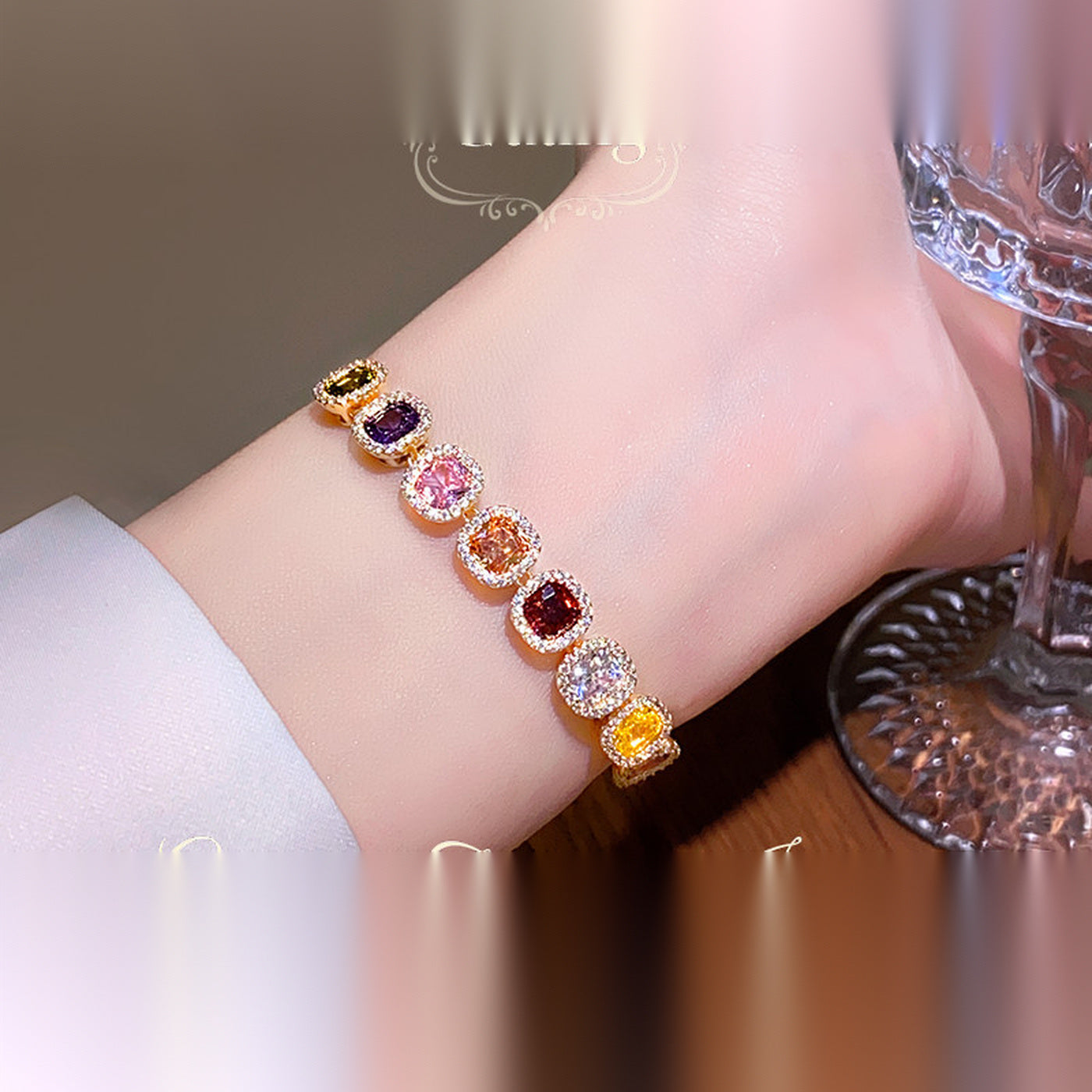 Gold Sugar Cube Zircon Bracelet