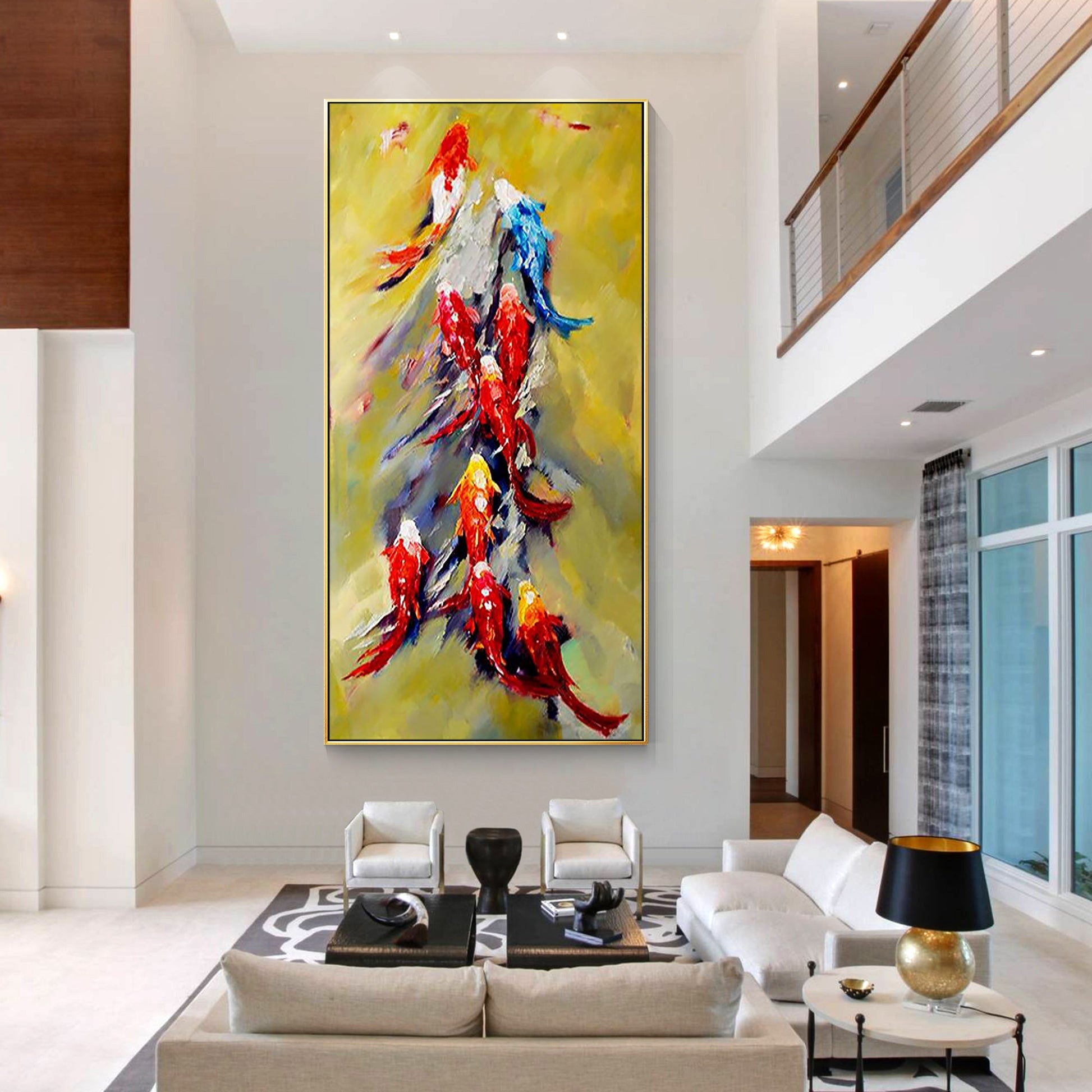 Colorful Koi Fish Painting Feng Shui Art