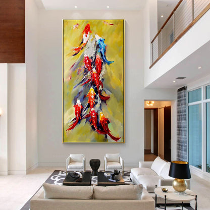 Colorful Koi Fish Painting Feng Shui Art
