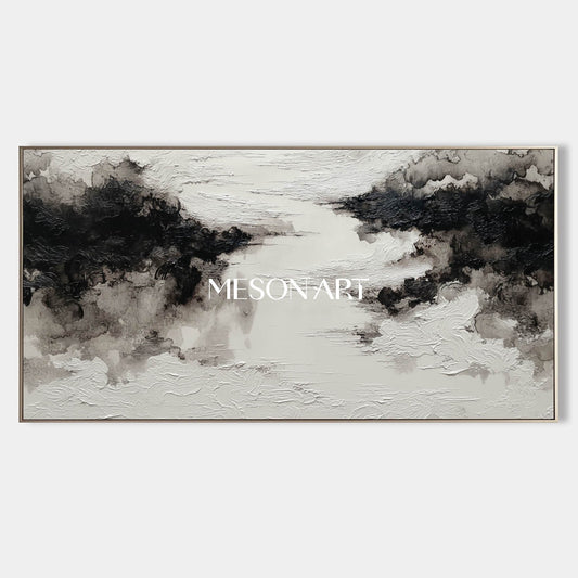 Shop BIg Original Black White Wabi-Sabi Impasto Framed Canvas On Sale
