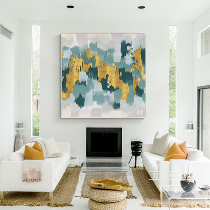 Teal and Gold Painting