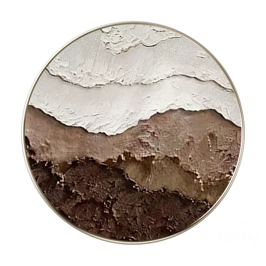 Earth Tone Brown 3D Textured Ocean Waves Wall Art Framed
