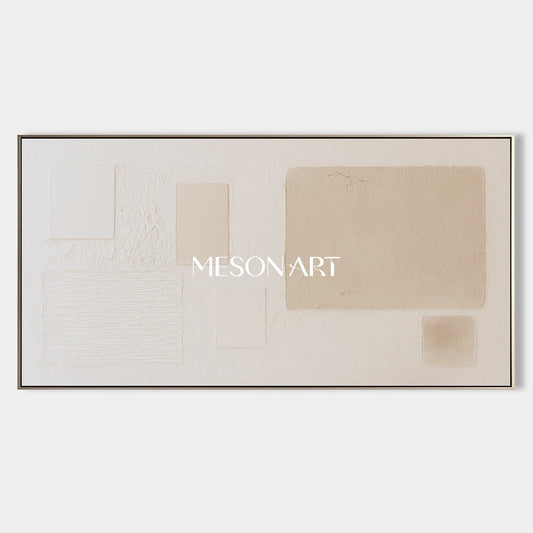 Cream Abstract Geometric Framed Canvas Oversized Bedroom Decor Shop Now