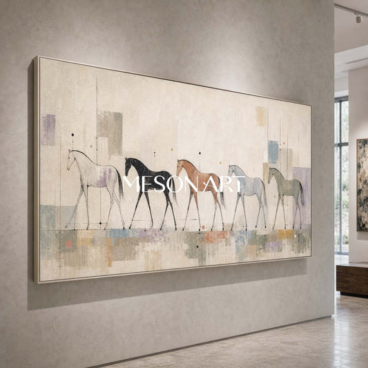 Abstract Horse Painting Minimalist Animal Art For Modern Living Room Decor