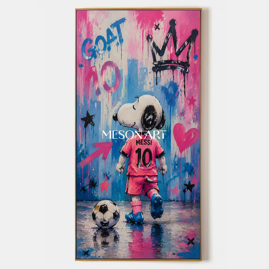 Crowned Champion Pop Art Painting With Pink Jersey And Graffiti Style For Kids Room
