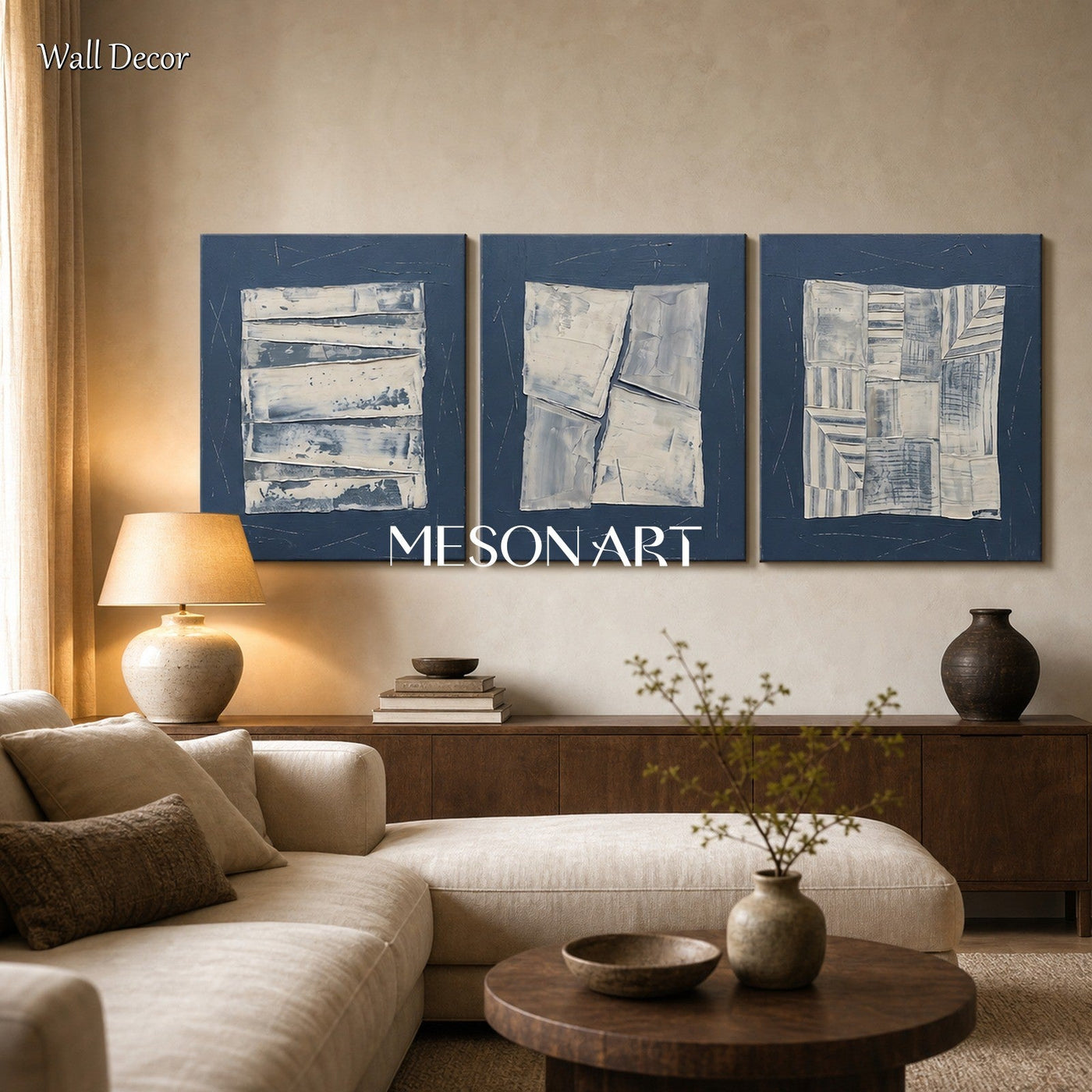 Navy Geometric Triptych #TX680