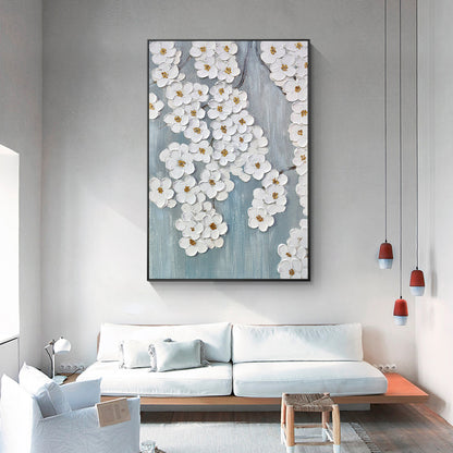 3D Texture White flower Wall Decor