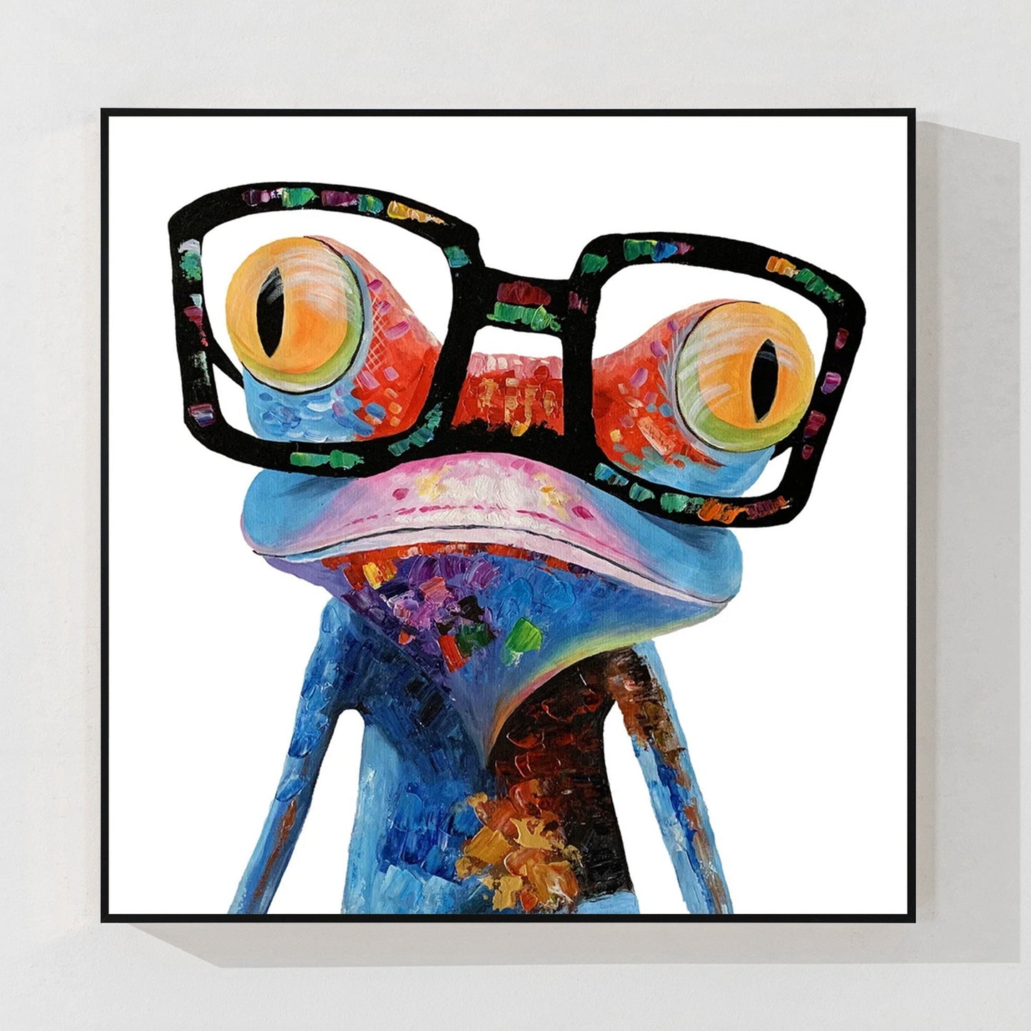 Rainbow Frog With Glasses Fun Animals Painting