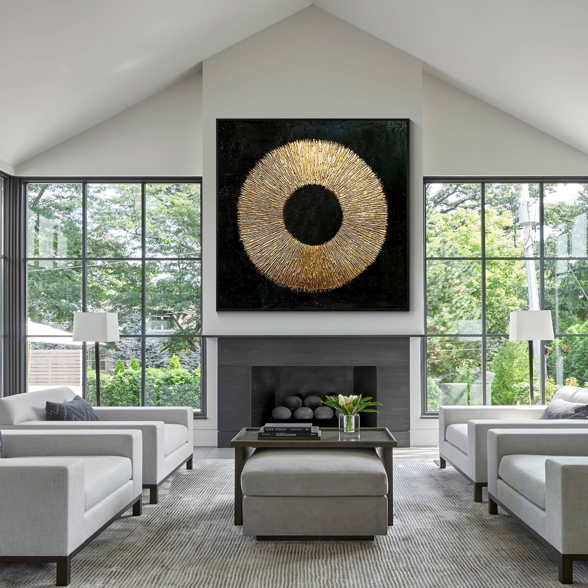 Black Gold Abstract wall art_7art0722