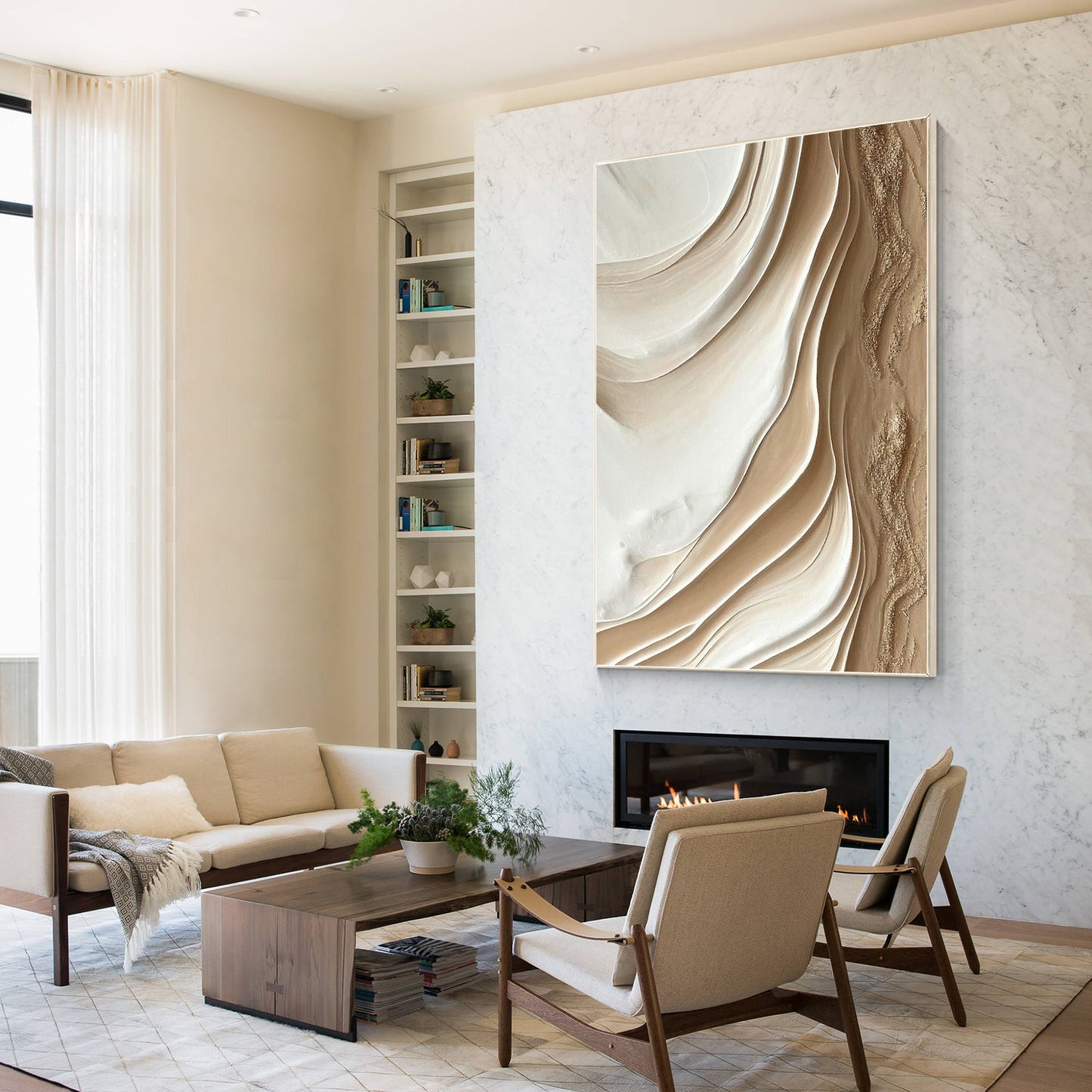 Earth Tone 3D Textured Abstract Ocean Painting