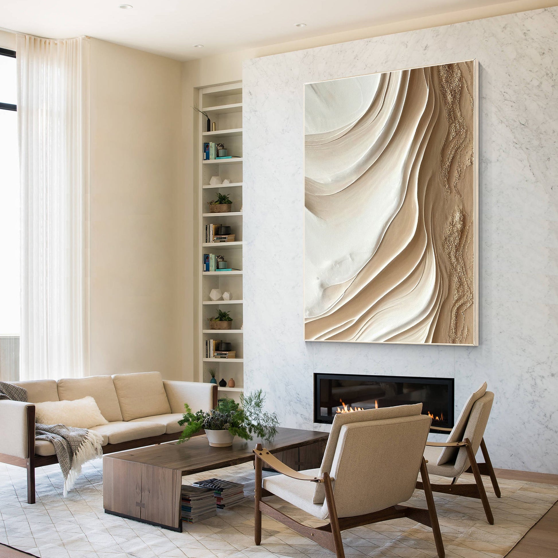 Earth Tone 3D Textured Abstract Ocean Painting