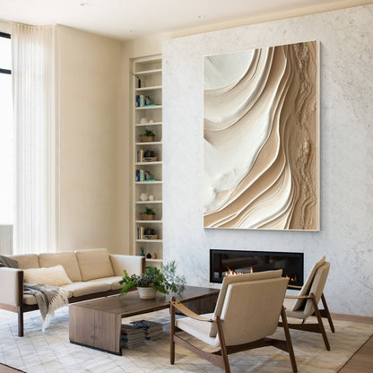 Earth Tone 3D Textured Abstract Ocean Painting