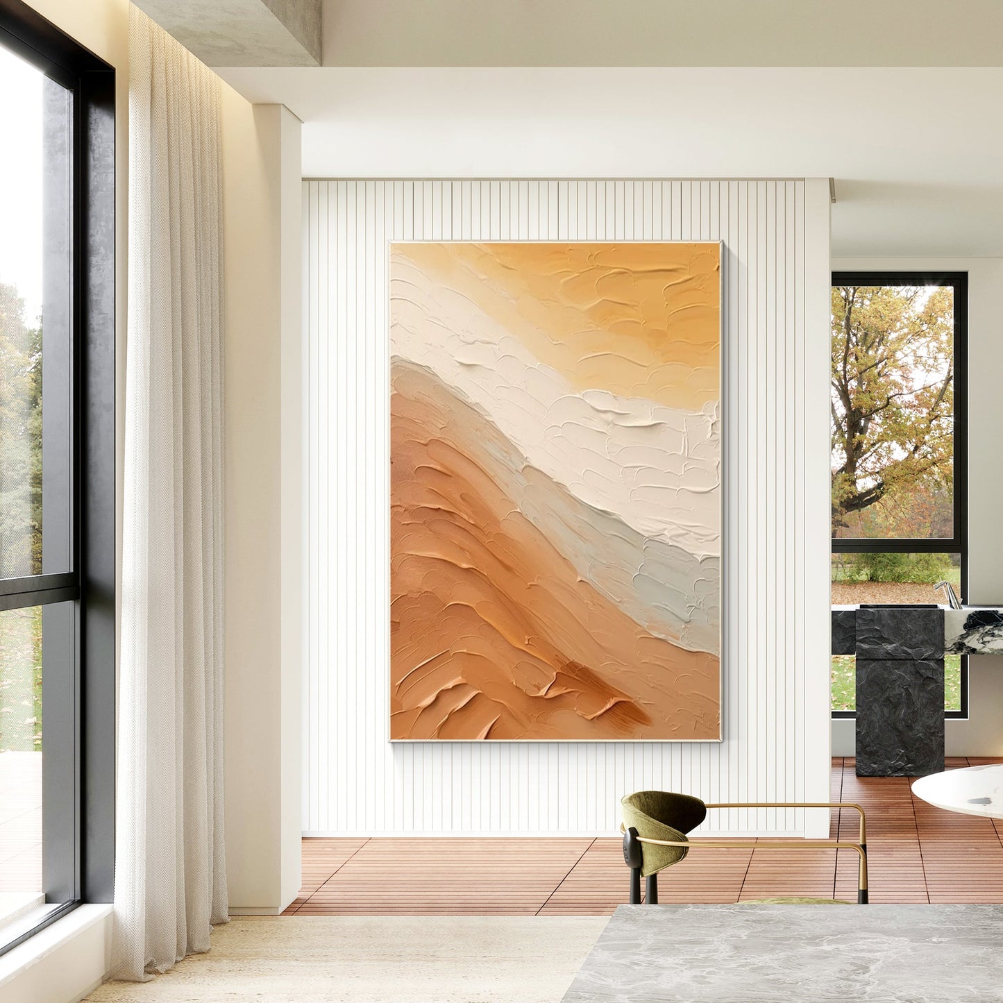 Earth Tone Ocean Abstract 3D Textured Wall Art