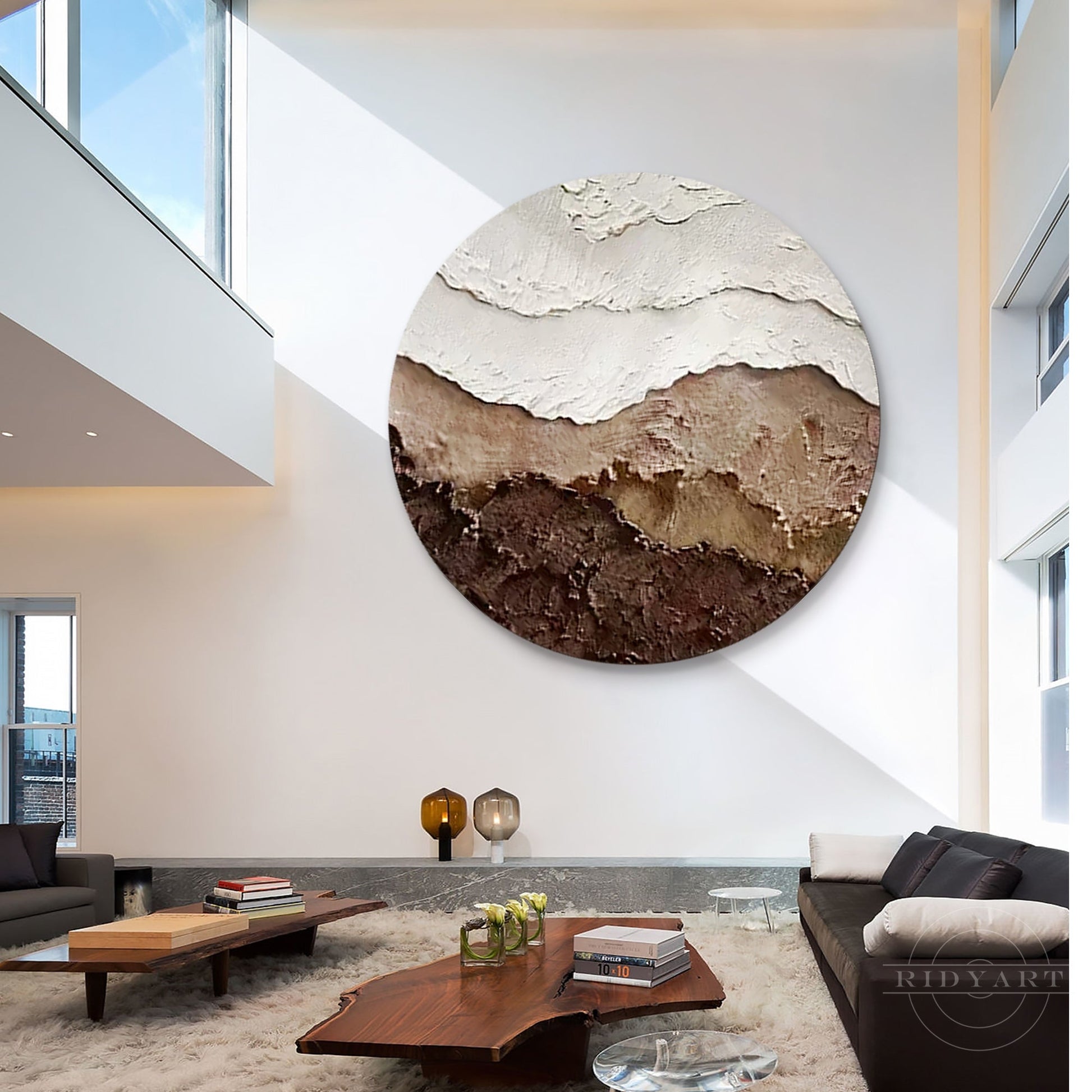 Earth Tone Brown 3D Textured Ocean Waves Wall Art Framed