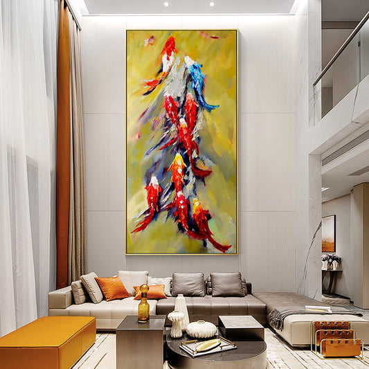 Colorful Koi Fish Painting Feng Shui Art