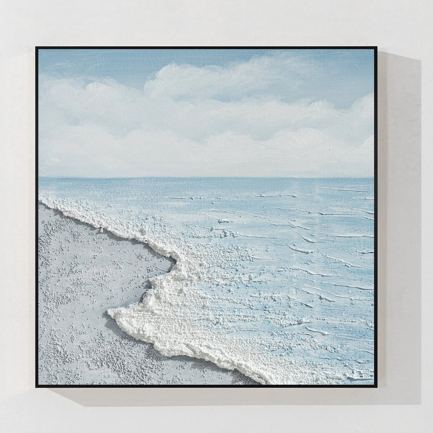 White Beach Sea Oil Painting Square Art