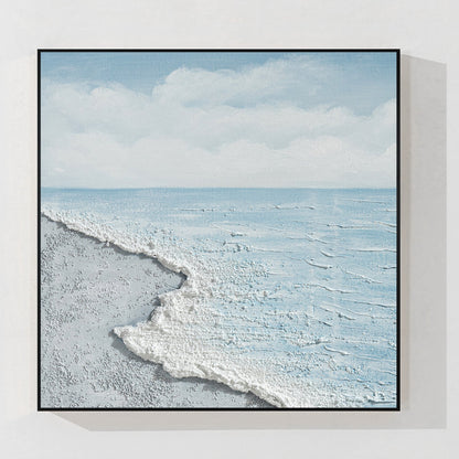 White Beach Sea Oil Painting Square Art