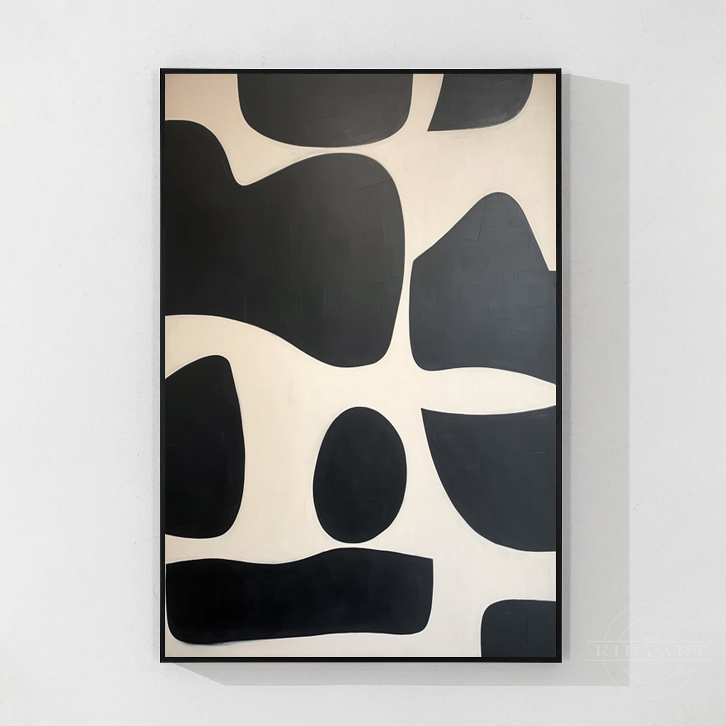 Black Beige Geometric Organic Shape Painting