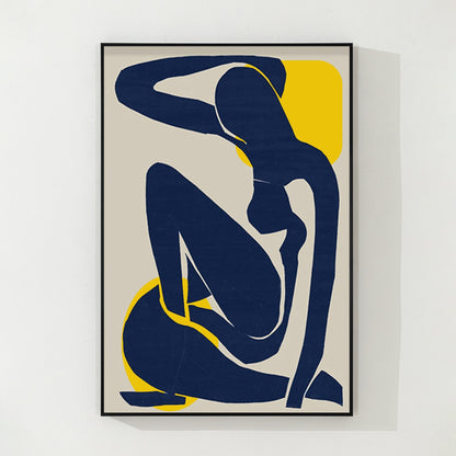 Navy Blue Abstract Woman Art