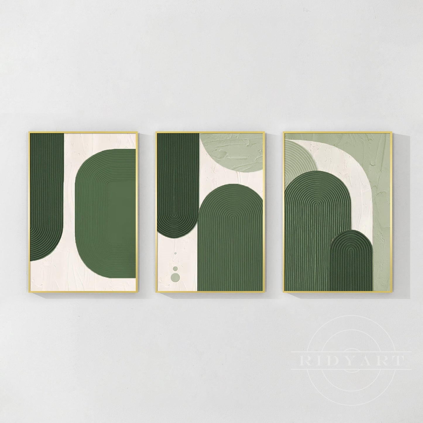 Triptych Sage green Textured art