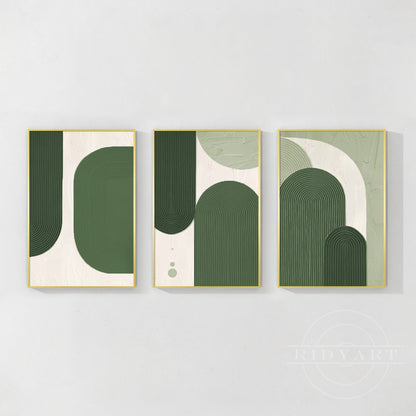 Triptych Sage green Textured art