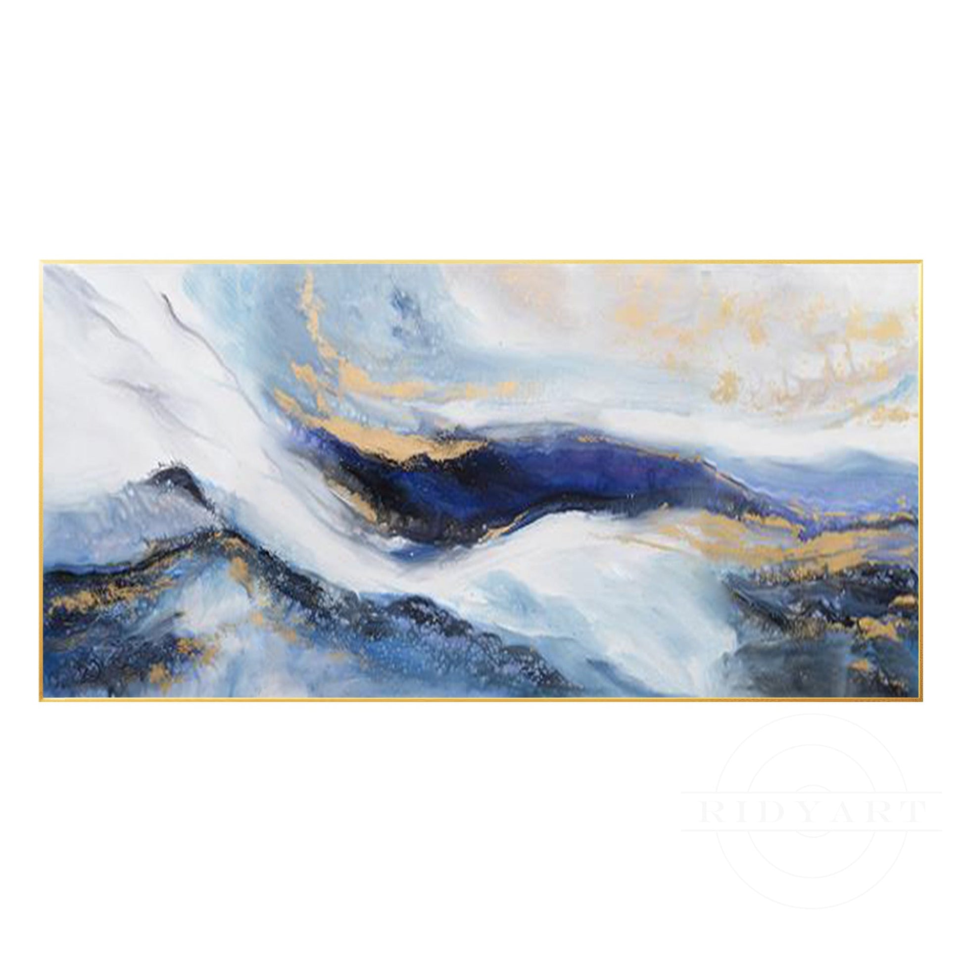 Navy blue Gold Mountain wall art