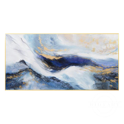 Navy blue Gold Mountain wall art