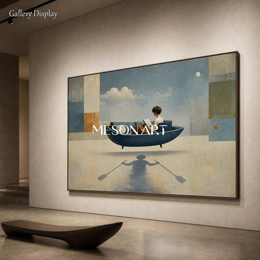 Surrealist Art Painting Dreamlike Floating Boat Sofa For Modern Living Room Decor
