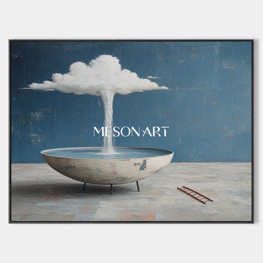 Surrealist Cloud Basin Painting With Soft Brushwork For Modern Living Room Decor