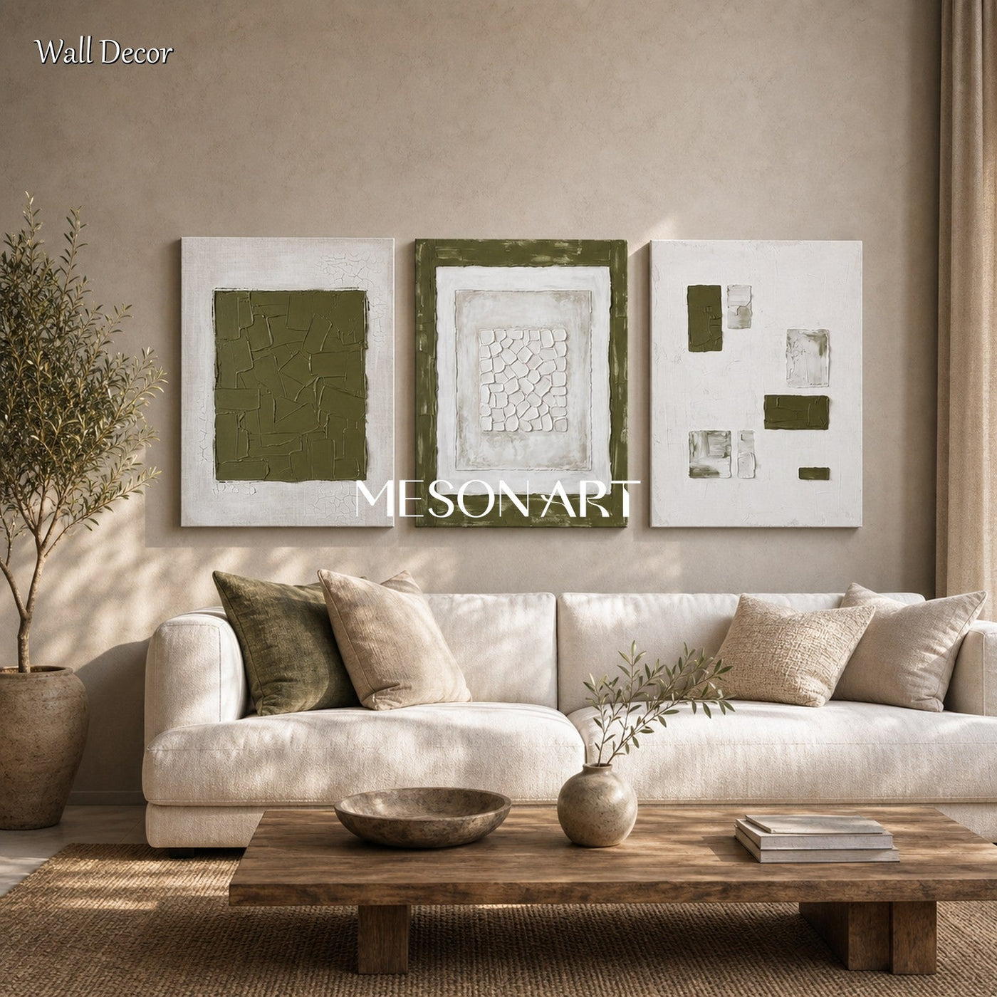 Olive Silence Triptych #TX703